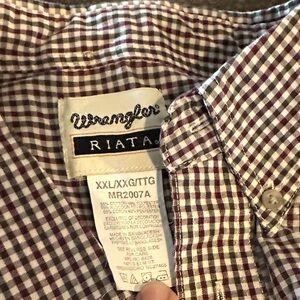 Wrangler Riata Men's Plaid Shirt - Burgundy, Green and White